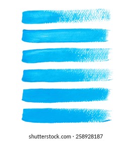 Bright blue ink vector brush strokes