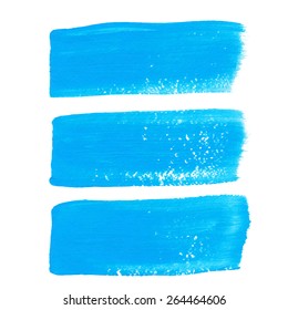 Bright blue ink vector brush strokes