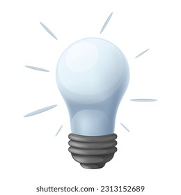 A bright blue lamp, 3d vector illustration. Concept of decision making, ideas, out of the box thinking, imagination.