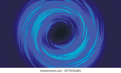 Bright blue led tunnel. Colorful effect of colored radial background. Abstract rounded background. Colored curves spirals and spheres. Multicolor gradient rings and circles. Funnel. Vector illustratio