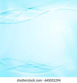 Hellblauer, hellblauer Halbton-futuristischer Hintergrund. Abstrakte moderne Technologie schwoosh blau-weiß futuristische dotted Grafik-Wave-Layout. Vektorillustration