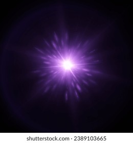 Efecto de luz azul brillante con vigas y resaltes brillan efecto bokeh y luz para ilustración vectorial.	
