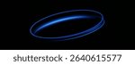 Bright Blue Light Trail with Glowing Rotating Portal Effect. Futuristic Spin of Neon Light Streaks on Transparent Background for Sci-Fi Design, Tech Illustration, or Abstract UI Overlay