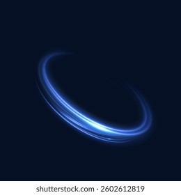 Bright blue magic circle light effect with many sparkling lines with glitter and shimmering bright light effects. Magic bright circle lines for web design and game interfaces. Vector