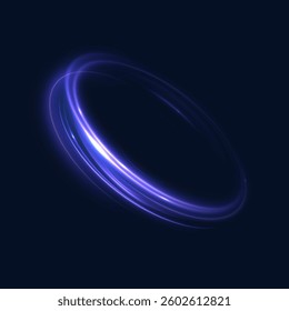 Bright blue magic circle light effect with many sparkling lines with glitter and shimmering bright light effects. Magic bright circle lines for web design and game interfaces. Vector