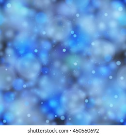 Bright blue magic light in the dark, seamless pattern