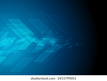 Bright blue minimal abstract geometric tech glowing background. Vector glossy design