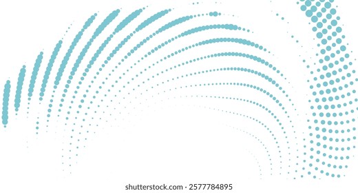 Bright blue minimal circular dotted lines abstract background. Geometric concept vector design