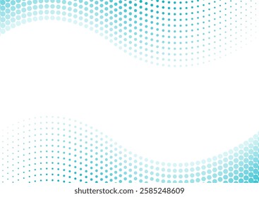 Bright blue minimal dotted lines abstract background. Geometric halftone waves concept vector design