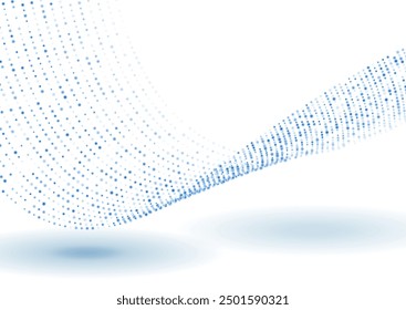 Bright blue minimal dotted waves abstract background. Geometric concept halftone vector design