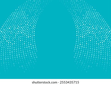 Bright blue minimal dotted waves abstract background. Geometric concept halftone vector design