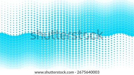 Bright blue minimal dotted wavy lines abstract background. Geometric halftone waves concept vector design