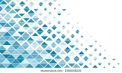 Bright blue minimal mosaic triangles abstract geometry background. Low poly geometrical pattern. Vector technology design