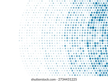 Bright blue minimal wavy dotted lines abstract background. Geometric curved waves concept vector design