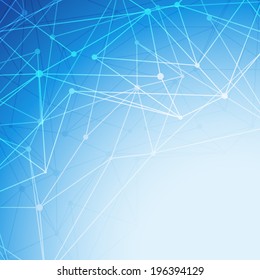 Bright blue molecule abstract intricacy background. Vector illustration