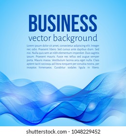 Bright blue moving wavy lines. Business background. Easy to edit design template for your projects and presentations.