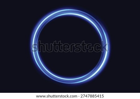 A bright blue neon circle glowing against a dark background, creating a striking visual effect.