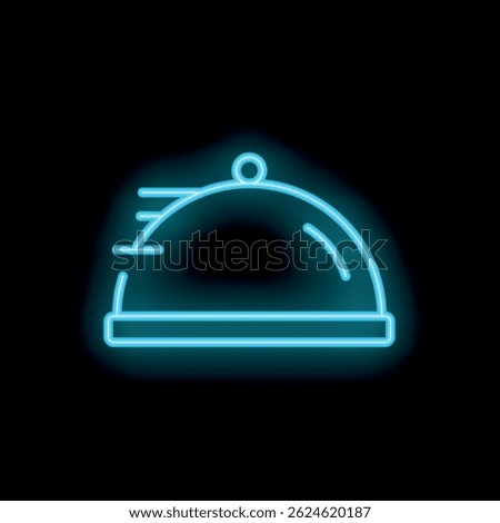 Bright blue neon food serving tray rushing through a restaurant kitchen