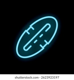 Bright blue neon hyperlink icon glowing on black background