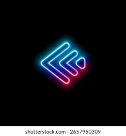 Flechas de luz de neón azul brillante que apuntan a la derecha. Icono de punteros de flecha brillante. silueta de puntero de flecha de contorno. Ver mi Cartera para más Imágenes de color o diseños..