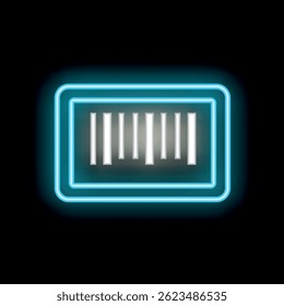 Helder blauw neon laden pictogram gloeit, signalering gegevensoverdracht of verwerking