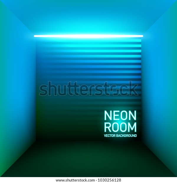 Bright Blue Neon Room Neon Lights Stock Vektorgrafik