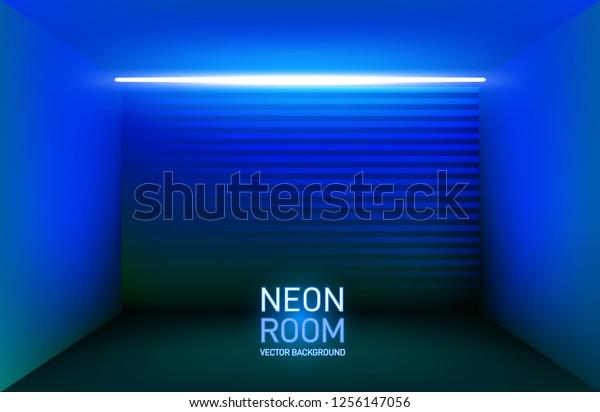 Bright Blue Neon Room Neon Lights Stock Vector Royalty Free