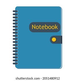 Un cuaderno azul brillante para notas. Imagen aislada en un fondo blanco.