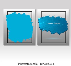bright blue oil paint vector spot with frame
