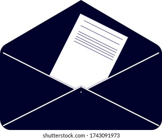 sobre azul brillante con una letra adjunta. aislado en white.vector.
