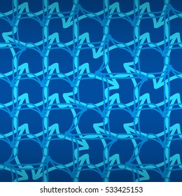 Bright blue ornamental seamless pattern background in knitted style. Simple medley repeatable backdrop.