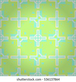 Bright blue ornamental seamless pattern in pipeline style. Intricate tessellated repeatable backdrop. Vector background. Retro texture.