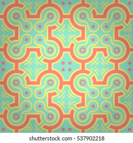 Bright blue ornamental seamless pattern in primitive style. Colored, graphical design for carpet, surface, packing-paper or other purpose.