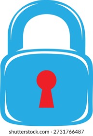 Bloqueio azul brilhante com um buraco vermelho em um fundo transparente de segurança segurança