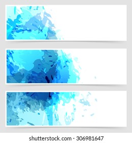 Bright blue paint abstract web header collection. Vector illustration