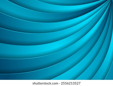 Bright blue paper waves minimal abstract elegant background. Vector graphic template design