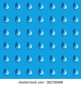 Bright blue pattern with 3d water droplets.  Abstract seamless background symbolizes the  spring, summer, autumn, rain.