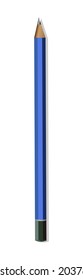 Bright blue pencil icon eraser pen flat design and back to school concept on white background