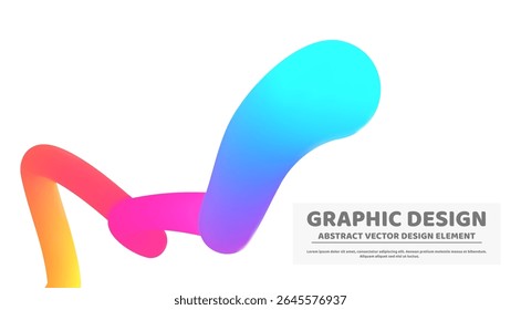 Bright blue and pink gradient ribbon with flowing geometric curves and smooth wave transitions - abstract fluid shape for modern graphic design presentations. Dynamic wavy form with soft edges.