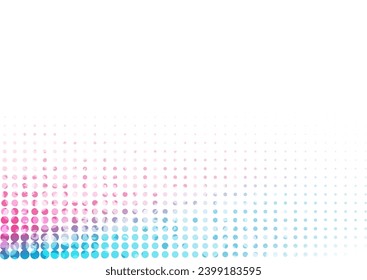 Bright blue pink minimal halftone dots grunge abstract background. Geometric tech concept vector design
