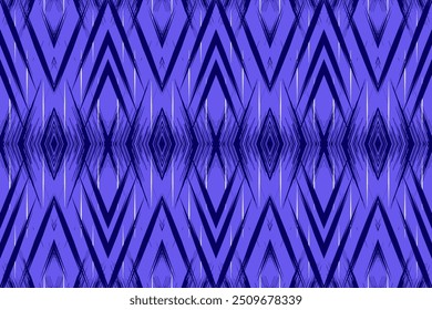 Bright Blue and Purple Ikat Pattern with Subtle Geometric Shapes, Perfect for Modern Wall Decor and Textile Projects, Geometric Bold Wallpaper and Contemporary Backdrops
