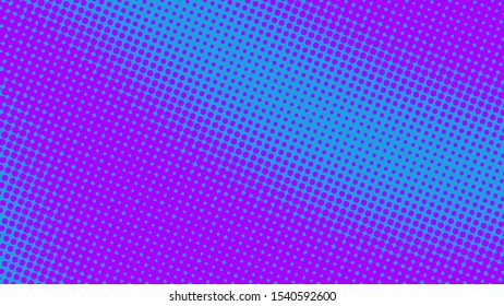 Bright blue and purple pop art retro background with halftone dots in comic style, vector illustration eps10
