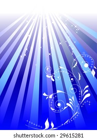 bright blue  rays with floral decor