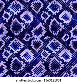 Bright blue realistic snake skin texture, detailed seamless pattern