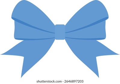 Bright Blue Ribbon Bow in Flat Minimal Style for Gift Wrapping, Celebration, Greeting Card, Decoration Design