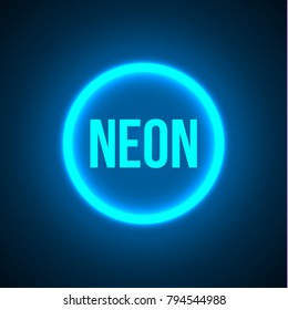 Bright blue shining neon circles light background the design of the frame for  presentation.