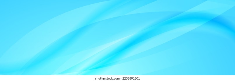 Bright blue shiny waves abstract background. Elegant vector banner design