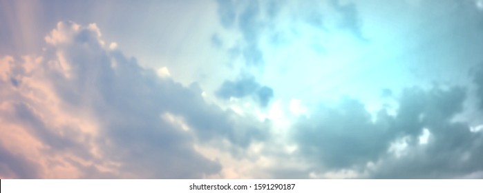 Bright Blue Sky Background. Realistic Vector Beautiful Clouds