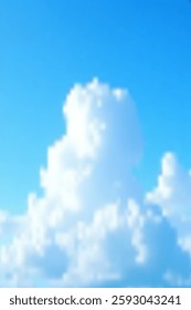 Bright blue sky with fluffy white clouds on a sunny day. Vertical Background illustration.