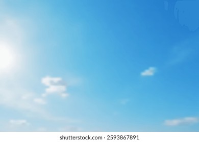 Bright blue sky with fluffy white clouds on a clear sunny day. Clear Sky And Few Clouds Background.